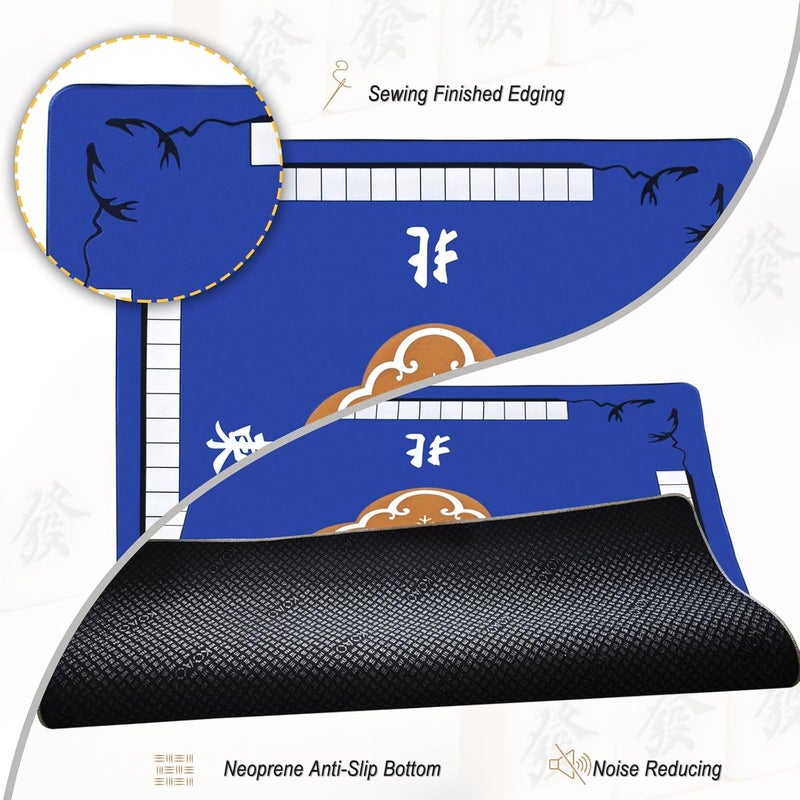 plzzree 31.5x31.5'' Mahjong mat for Table, Mah Jong Table Cover with Storage Bag, Anti Slip and Noise Reduction, Poker, Card, Board & Tile Games Mat, Blue - Image 5